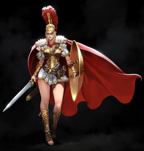 Female Roman Armor, Female Gladiator Art, Roman Female Warrior, Roman Character Design, Mila Tattoo, Amazon Armor, Roman Women, Roman Armor, Roman Warriors