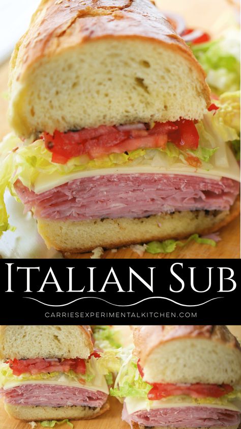 Classic Italian Sub Sandwich | Carrie’s Experimental Kitchen Italian Sub Sandwich, Italian Sandwich Recipes, Onion Sandwich, Salami Sandwich, Boiled Ham, Salami And Cheese, Sub Sandwich, Funny Airport Signs, Types Of Sandwiches