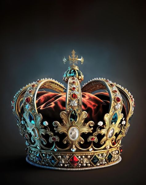 Majestic king or queen royal crown gener... | Premium Photo #Freepik #photo #king-crown #king #gold-crown #king-queen Gold Crown Queen, Gold Crown Aesthetic, Fantasy Crown Queens, Aesthetic Crown, Gold King Crown, Winning Powerball, Queen Crowns, Most Expensive Jewelry, Queens Crown