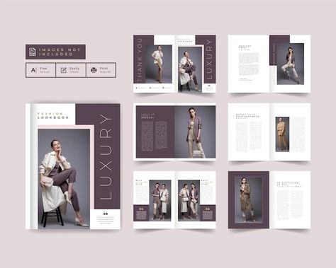 Fashion magazine template or lookbook la... | Premium Vector #Freepik #vector #magazine-layout #magazine-template #booklet-template #magazine-design Fashion Lookbook Layout, Fashion Magazine Template, Catalog Fashion, Lookbook Layout, Fashion Magazine Layout, Catalog Template, Booklet Template, Lookbook Design, Layout Magazine