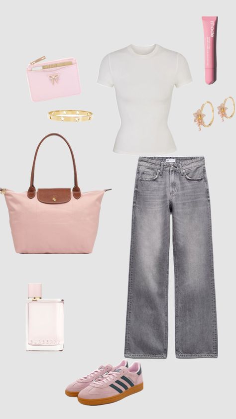 #pink#longchamp #longchampbag#pinklongchamp#burberry ##rhode##burberryher #pinkaddidas#outfit#outfit inspo Longchamp Outfit, Modest Spring Outfits, Longchamp Bag, Hairstyles For School, Spring Outfits, Burberry, Cute Outfits, Ootd, My Style