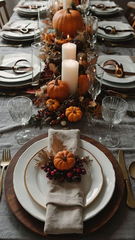 Table Basket Decor Ideas, Fall Decorations For Dining Room Table, Fall Decor Ideas For Dining Table, Pumpkin Arrangements Front Porches, Southern Fall Decor, Fall Kitchen Table Centerpieces, Classy Fall Decorations, Table Candle Centerpieces, Fall Table Centerpieces For Home