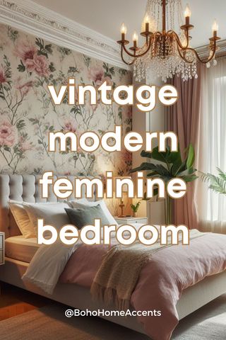 How to Create Your Dream Modern Vintage Feminine Bedroom – Boho Home Accents, LLC Feminine Neutral Bedroom, Feminine Vintage Aesthetic, Bedroom Ideas Feminine, Feminine Bedroom Romantic, Vintage Feminine Bedroom, Luxury Guest Bedroom, Modern Feminine Bedroom, Penthouse Decor, Cozy Bedroom Ideas For Women