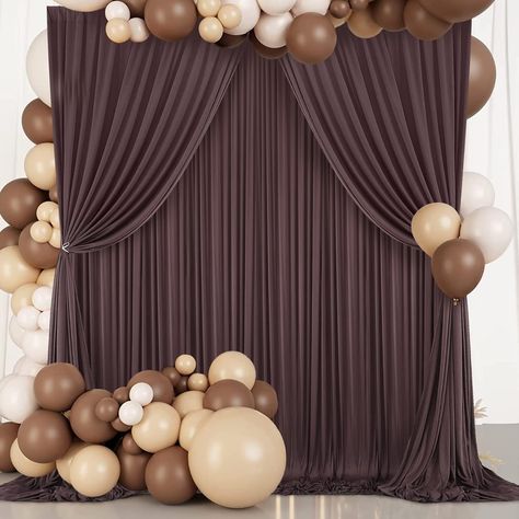 Amazon.com: 10ftx10ft Brown Wrinkle-Free Backdrop Drapes, Not See-Through Brown Polyester Background Curtains Backdrop Decorations for Party : Home & Kitchen Fabric Wedding Backdrop, Draping Curtains, Backdrop Draping, Romantic Fabric, Curtains Backdrop, Panel Backdrop, Brown Backdrop, Foil Curtain, Decorations For Party