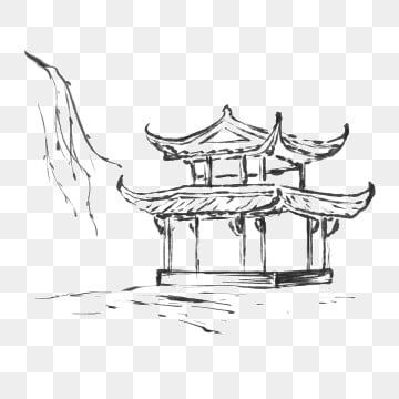 chinese style houses,ink houses,ink pavilions,ink willow branches,black and white freehand,freehand willow branches,ancient houses,retro,classical,house clipart,chinese clipart,ink clipart,retro clipart Ancient Chinese House, Chinese Style House, Bra Drawing, Museum Drawing, Chinese Clipart, Chinese Pavilion, Chinese Drawing, Retro Clipart, Zen Pictures