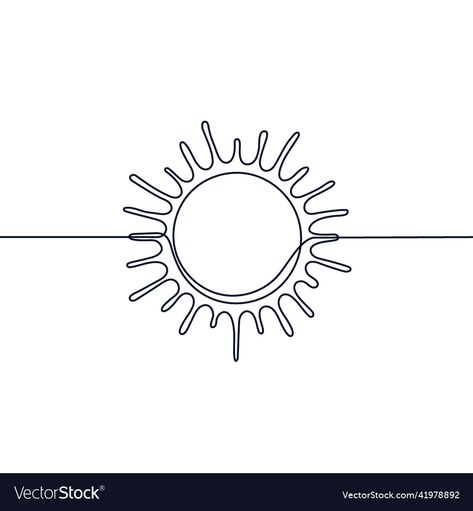 Sun Minimalist Drawing, Sunrise Line Art, Summer Line Drawing, Ray Of Light Tattoo, Continuous Line Drawing Tattoo, Sunset Line Drawing, Sun Line Drawing, Sunset Line Art, Line Art Sun