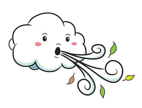 Wind Cartoon, Rain Crafts, Weather Clipart, Wind Drawing, Weather Crafts, Wind Art, Wind Blowing, Mouth Drawing, Cloud Art