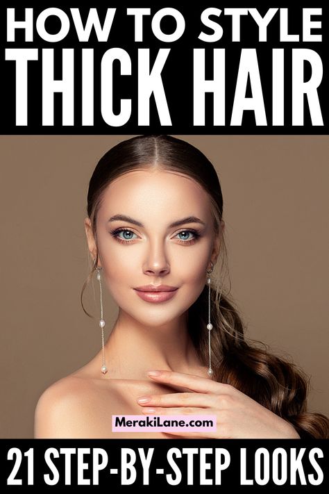 Hairdos For Thick Hair Medium, Thick Hair Hairdos, Hairdo For Thick Hair Long, Long Thick Hairstyle, Dense Hair Hairstyles, Quick Hairstyles For Long Thick Hair, Hairstyles Long Thick Hair Easy, Quick Thick Hair Hairstyles, Easy Hair Ideas For Thick Hair