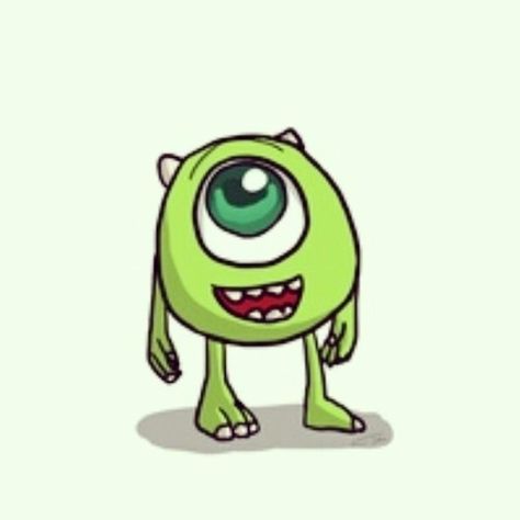 Mike wazowski Disney Character Drawings, Cute Drawlings, Disney Cuties, Disney Drawings Sketches, Cute Disney Drawings, Mike Wazowski, Cute Canvas Paintings, Overlays Transparent, Cute Canvas