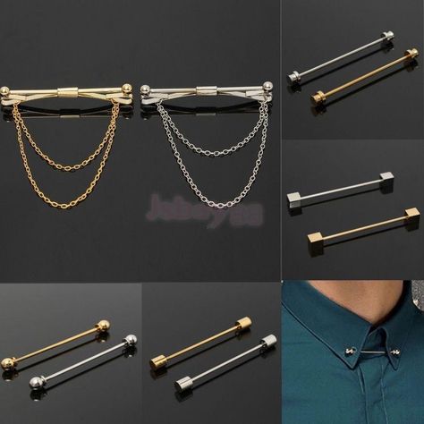 Collar Brooch, Desain Pantry, Collar Clips, Collar Pin, Tie Collar, Collar Pins, Gold Chains For Men, Shirt Tie, Gold Chain Jewelry