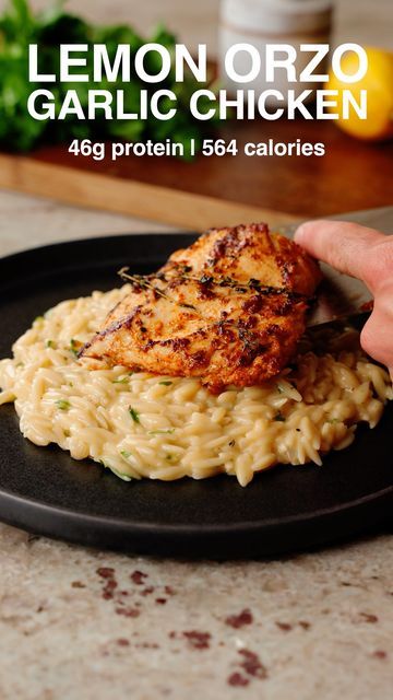 Creamy Lemon Garlic Chicken Orzo, Creamy Lemon Orzo, Parmesan Orzo, Brazilian Dishes, Lemon Herb Chicken, Lemon Orzo, Chicken Orzo, Lemon Garlic Chicken, Creamy Parmesan