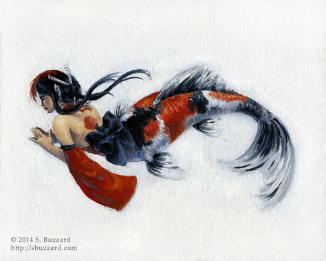 Koi Mermaid Art, Koi Mermaid Tail, Fish Girl Oc, Koi Fish Character Design, Koi Fish Oc, Fish Oc, Mermaid Tail Art, Koi Mermaid, Mermaid Oc