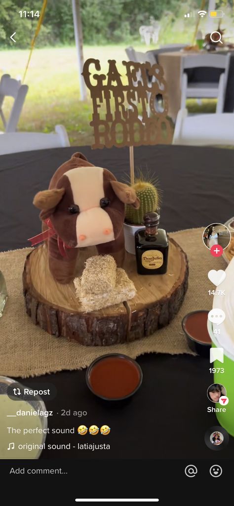 First Rodeo Table Centerpiece, My First Rodeo Birthday Centerpieces, Charro Party Decoration, Vaquero Baby Shower Ideas, Rodeo Centerpieces, Baby Shower Vaquero, Vaquero Theme Party, Cowboy Party Centerpiece, Charro Party Ideas