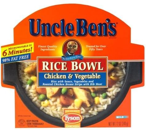 Uncle Bens Chicken & Vegetable Rice Bowl - 12 oz, Nutrition Information | Innit Chicken Vegetable Rice, Vegetable Rice Bowl, Frozen Rice, Uncle Bens Rice, Tyson Chicken, Food Information, Healthy Food Alternatives, Rib Meat, Chicken Vegetable