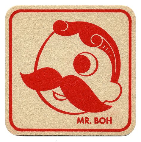 Mr. BOH. National Bohemian Beer. The National Brewing Co., Balto., MD Graphic Challenge, Beer Advertising, Beautiful Business Card, Bar Coasters, Beer Mats, Beer Logo, Beer Coasters, On Logo, Logo Animation