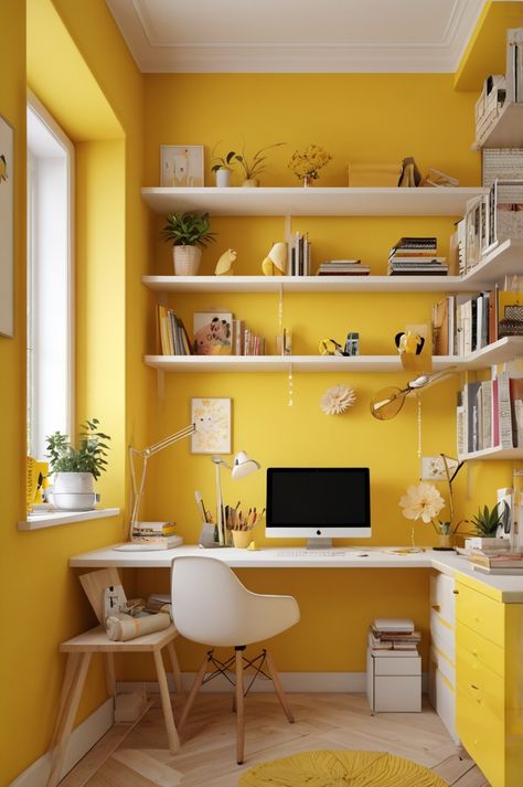 https://beeanddeehome.blogspot.com/2024/07/essential-home-office-materials-setting.html Home Office Ideas Colorful, White Office Ideas, Colourful Office, Easy Chile, Beautiful Home Office, Yellow Office, Office Materials, Office Guest Room, White Office