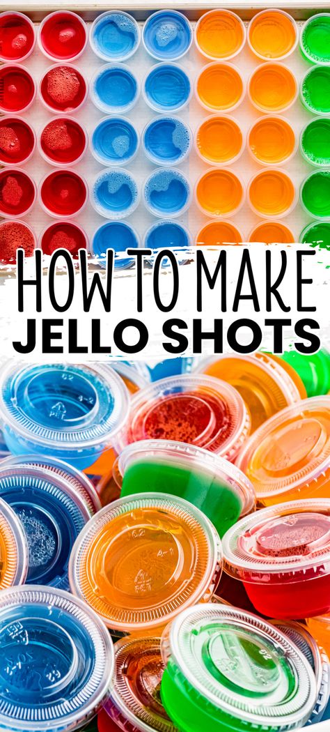 Vodka Jello Shots are a classic party cocktail that's easy to make and can be made in any flavor you love! Make a bunch, they go fast! Essen, Jello Shots With Rum Recipe, Jello Shot Recipes Tequila, Jell-o Shots, Grape Jello Shots, Lime Jello Shots, Orange Jello Shots, Tequila Jello Shots, Vodka Jello Shots