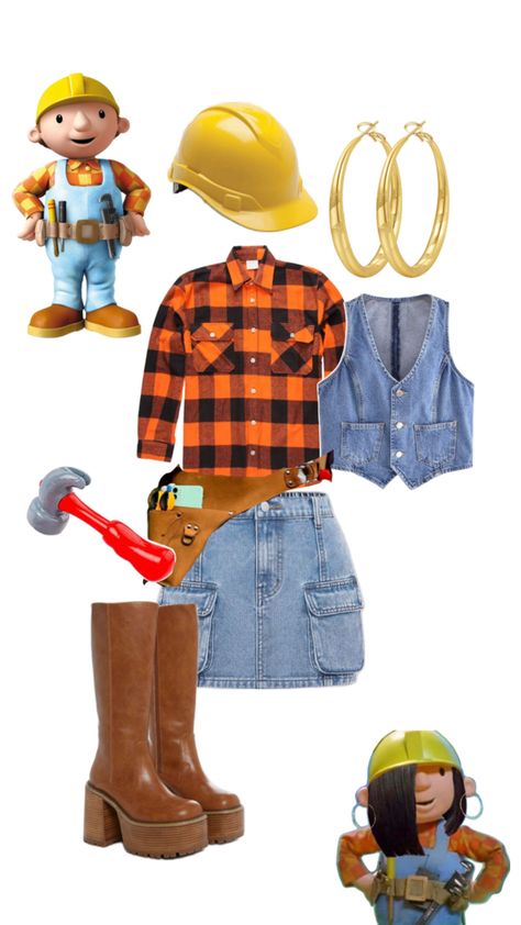 Bob The Builder Costume, Builder Costume, Fun Halloween Outfits, Eve Costume, Halloween Duos, Halloween Parejas, Cute Group Halloween Costumes, Matching Halloween Costumes, Duo Costumes