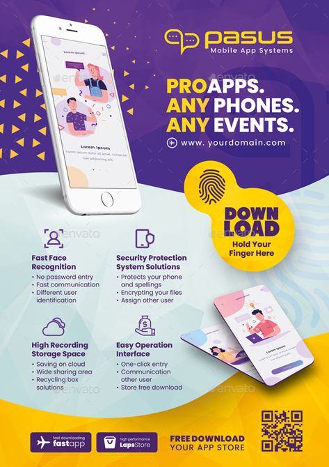 Mobile App Flyer Templates Preview - GraphicRiver Mobile Apps Poster, App Poster Design Ideas, Mobile App Poster Design, App Flyer Design, Mobile Service Poster, Mobile Poster Design, App Poster Design, App Brochure, Mobile App Poster