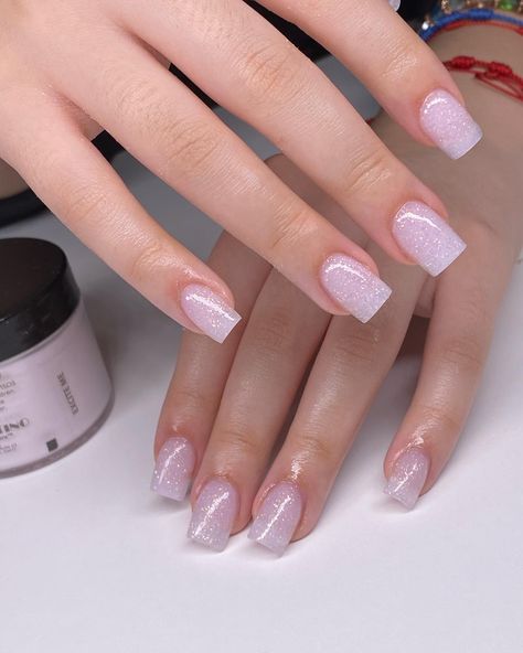 Short Square Sparkle Nails, Everyday Nails Acrylic Short, Concert Dip Nails, Trendy Nails Short Square White, Cute Short Square Nails Glitter, Short Acrylic Nails For Moms, Cute Basic Nails Acrylic Short, Basic Cute Short Nails, Short Square Iridescent Nails