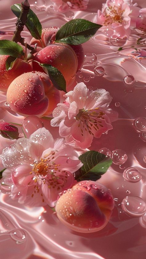 Hyper Realistic Wallpaper, Wallpaper Buah Aesthetic, Iphone Wallpaper Fruit, Peach Iphone Wallpaper, Peach Pink Aesthetic, Peach Pink Wallpaper, Wallpaper Bunga Iphone, Wallpaper Cantik Iphone, Cute Aesthetics