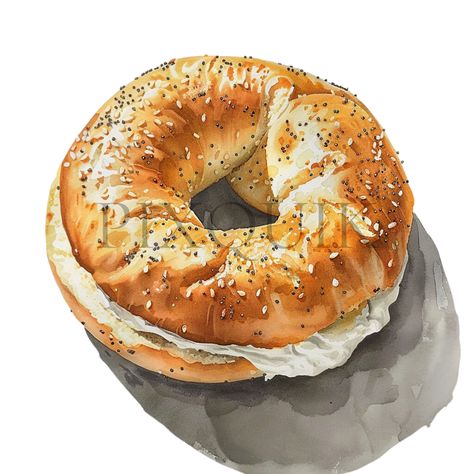 Bagel Drawing, Cheese Clipart, Cream Cheese Bagel, Bagel With Cream Cheese, Cheese Bagels, Collage Images, Bagel Cream Cheese, Everything Bagel, Bagels