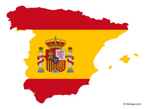 Flag Map of Spain | Free Vector Maps Tsagaan Sar, Europe Images, Spanish Flags, Map Of Spain, Spain Flag, Universal Studios Florida, Spain Holidays, रोचक तथ्य, Map Vector