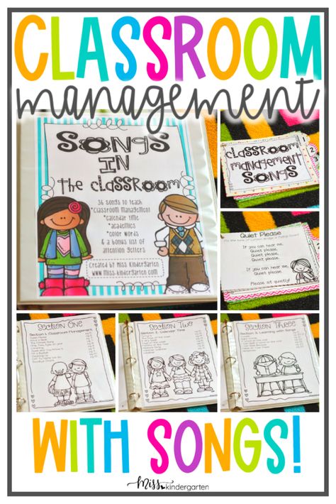 Easy Classroom Management Through Songs! - Miss Kindergarten Class Songs Elementary, Classroom Songs Preschool, Prek Songs, Classroom Management For Preschool, Kindergarten Classroom Expectations, Kindergarten Classroom Procedures, Songs For Kindergarten, Kindergarten Morning Songs, Responsive Classroom Kindergarten