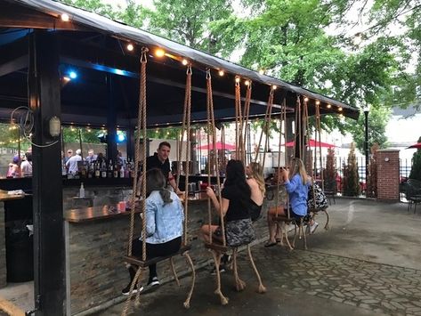 See inside Over-the-Rhine's Treehouse Patio Bar Bar Swings, Backyard Beer Garden, Beer Garden Ideas, Tree Bar, Bar Shed, Backyard Bar, Bar Styling, Backyard Inspo, Patio Bar