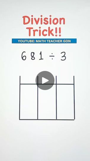 31K views · 277 reactions | Division Trick for Kids‼️   #basicmath #mathtutor #mathtutorial #MathTrick #mathteachergon #mathhacks #fbreels #mathematics #MathTutor #teachergon #math #mathreview | Ako si Teacher Gon Maths Made Easy Learning, Easy Division Tricks, Math Tricks For Kids, Division Tricks, 100k Views, Math Tutorials, Teachable Moments, Math Tutor, Math Review