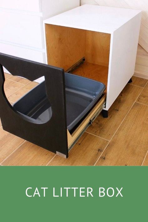 Katt Diy, Katt Grejer, Chat Diy, Cat Litter Tray, Cat House Diy, Litter Box Furniture, Cat Litter Box Furniture, Litter Tray, Cat Box