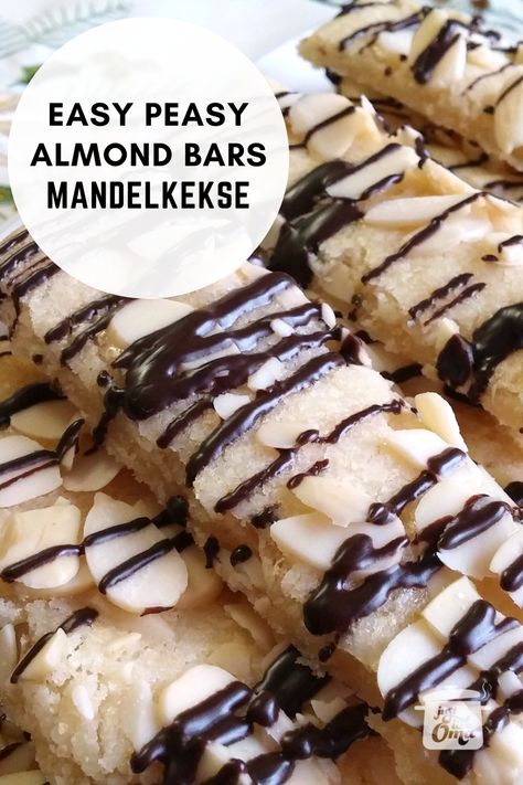 Easy Recipe for Scandinavian Almond Bars – Oma's Mandelkekse Rezept. Dutch Almond Bars, Scandinavian Almond Bars Recipe, Traditional German Cookie Recipes, German Candied Almonds, Scandinavian Almond Bars, Almond Bars With Almond Paste, Almond Bars Recipe, Almond Bar, German Dessert