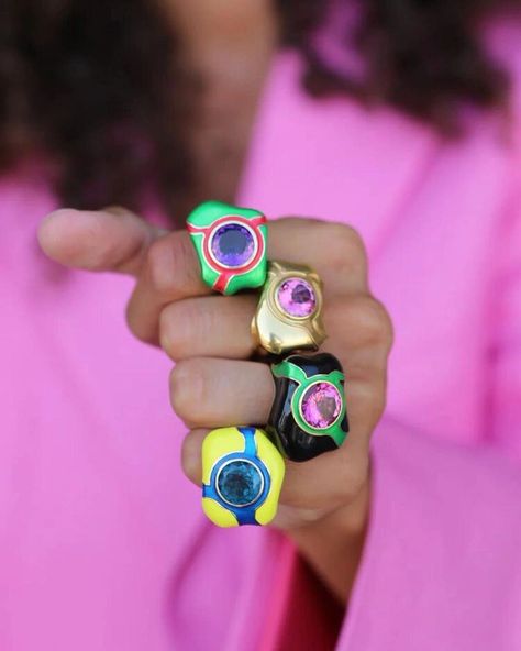 Rock Ring, Enamel Rings, K Ring, Dope Jewelry Accessories, Rock Rings, Pink Topaz, Gold Eyes, Luxury Rings, Resin Ring