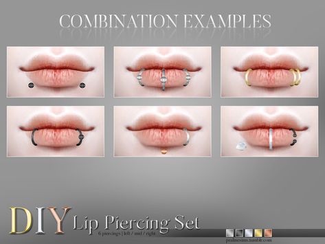 Pralinesims' DIY Lip Piercing Set Sims 4 Piercings, Lip Piercings, The Sims 4 Skin, Pelo Sims, Sims 4 Cc Makeup, Sims 4 Body Mods, Sims 4 Cc Skin, Sims 4 Expansions, Face Piercings