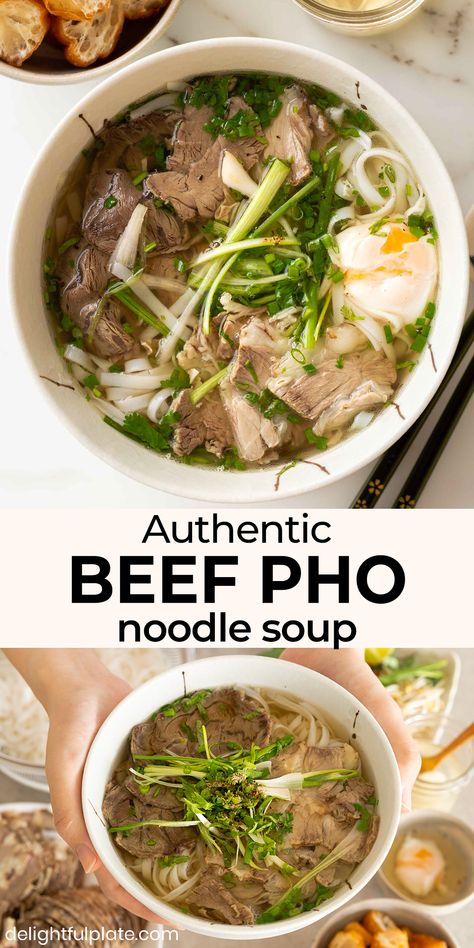 Beef Pho Soup Recipe, Pho Noodle Soup Recipe, Vietnamese Pho Soup Recipe, Beef Pho Recipe, Vietnamese Beef Pho, Pho Soup Recipe, Sup Ikan, Pho Noodle Soup, Asian Soup Recipes