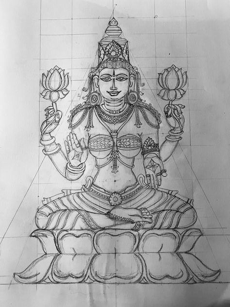 Shilpashastra Drawing, Iskcon Paintings, Hindu Sketches, Tanjore Sketches, Shilpa Shastra, Shiva Drawing, Mural Drawing, Temple Drawing, Beautiful Pencil Drawings