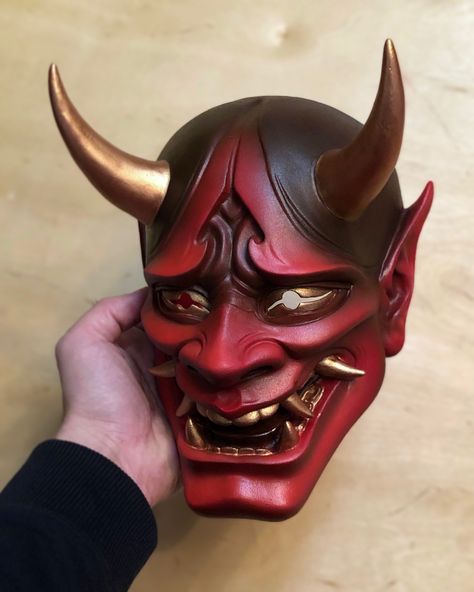 Hania Mask, Hannya Mask, Oni Mask Photography, Oni Mask Warrior, Samurai With Oni Mask, Mascara Hannya, Demon Halloween Costume, Japanese Hannya Mask, Japanese Oni Mask