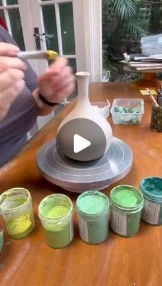 Mukesh Kumar on Instagram: "Ceramic art by @happyheartceramics   "VASE MAKING PROCESS"" Ceramics Underglaze Painting, Painting Glazed Ceramic Pots, Ceramic Paint Techniques, Ceramic Vase Glaze Ideas, How To Paint Ceramic Pots, Pot Color Ideas, Colored Clay Ceramics, Colored Slip Pottery, Slip Painting Ceramics