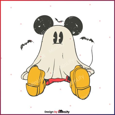 Disney Halloween Illustrations, Mickey Ghost Tattoo, Retro Svg Designs, Disney Halloween Images, Halloween Disney Characters, Spooky Mickey Mouse, Mickey Clipart, Disney Ghost, Mickey Mouse Ghost