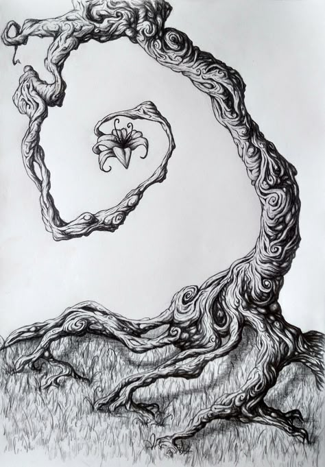 Fantasy Trees Drawing, Twisted Art Drawing, Twisted Drawing, Animal Tree Drawing, Twist Drawing, Tall Tree Drawing, Fantasy World Drawing, Abstract Tree Drawing, Tree Woman Drawing