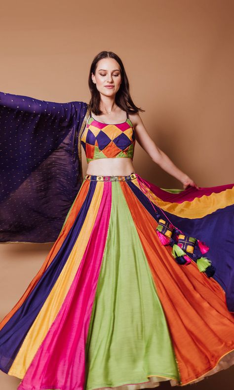 multi color chaniya choli usa | chaniya choli | Raas Multicolor Lehenga, Multi Color Lehenga, Chaniya Choli Designs, Navratri Dress, Black Lehenga, Indian Clothing Store, Navratri Chaniya Choli, Choli Blouse, Lehenga Designs Simple