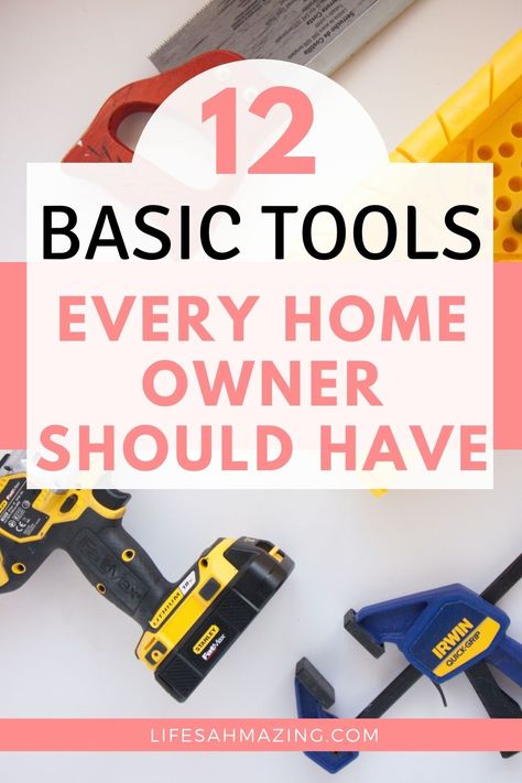 If you're wondering which basic tools you should have in your toolkit at home, check out my recommendations for must-have tools for homeowners. They also make great gifts for new homeowners and DIYers! Maintenance Free Landscaping, Diy Christmas Decorations For Outside, Home Maintenance Tips, Basic Tool Kit, Home Maintenance Checklist, Maintenance Checklist, Checklist Printable, Tools For Women, New Homeowner Gift