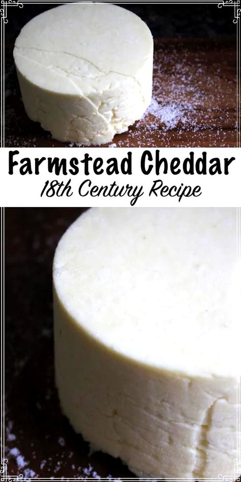 How to Make Cheddar Cheese: Farmhouse Cheddar Recipe - This historical food preservation and storage, 18th century recipe is one of my favorite cheddar cheese recipes to make at home. Making cheddar cheese is so easy to do, even for beginners learning the cheesemaking process. Cheesemaking for beginners is easy! Food Preservation And Storage, Historical Food, Cheese Recipes Homemade, Cheddar Recipes, Cheddar Cheese Recipes, Cheese Making Recipes, Goat Milk Recipes, Diy Cheese, Recipes To Make At Home