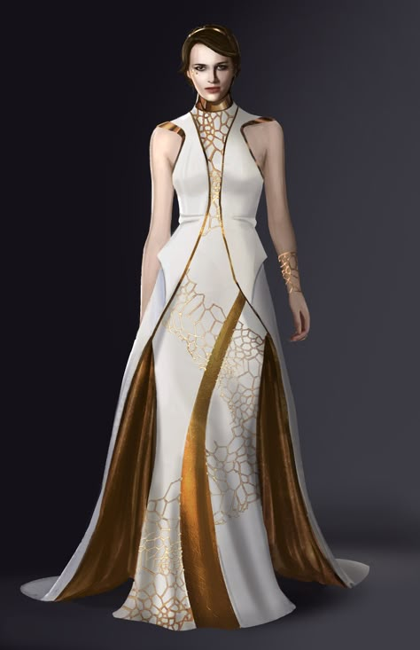 ArtStation - Modern White Dress, Christina Wu Scifi Princess Dress, Futuristic Dress Design, Modern White Dress, Modern Fantasy Clothing, Futuristic Gown, Fancy White Dresses, Modern Fantasy Fashion, Sci Fi Dress, Fancy White Dress