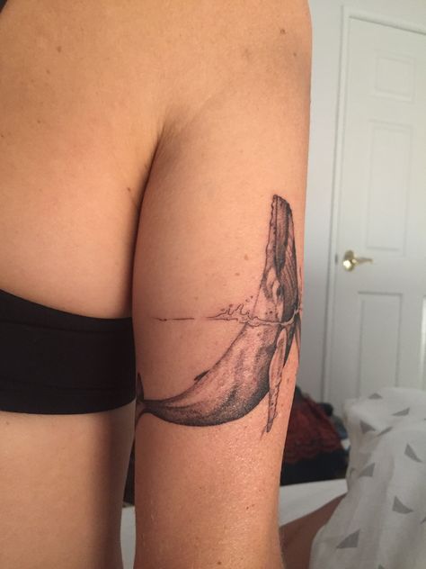 Hump Back Whale Tattoo, Sea Animal Tattoos Sleeve, Whale Tattoo Arm, Whale Skeleton Tattoo, Wildlife Tattoo Women, Ocean Back Tattoo, Fishes Tattoo, Whale Tattoo Design, Tattoo Whale