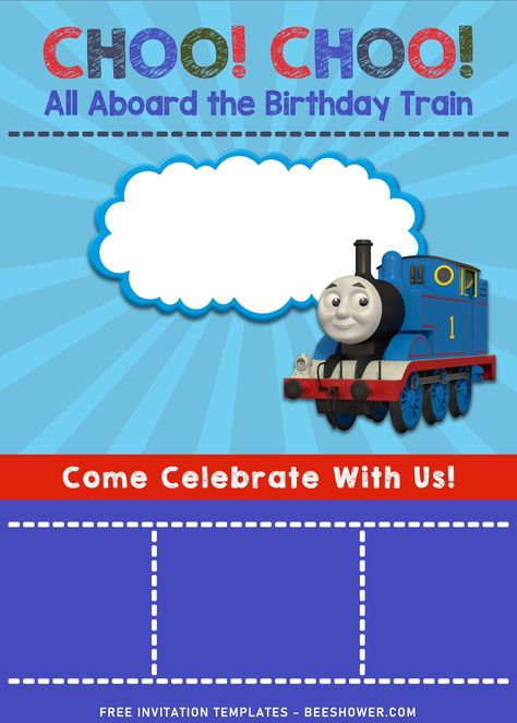 Download Now 10+ Adorable Custom Thomas & Friends Themed Birthday Invitation Templates Thomas And Friends Invitation, Thomas N Friends, Train Theme Birthday Party, Free Printable Baby Shower Invitations, Train Theme, Easy Birthday, Baby Gender Reveal Party, Free Invitation Templates, Cute Themes