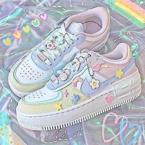 Pastel Kidcore, Pastel Shoes, Soft Kidcore Aesthetic, Soft Kidcore, Kidcore Aesthetic, Preppy Shoes, Pretty Shoes Sneakers, Kawaii Shoes, Cute Nike Shoes