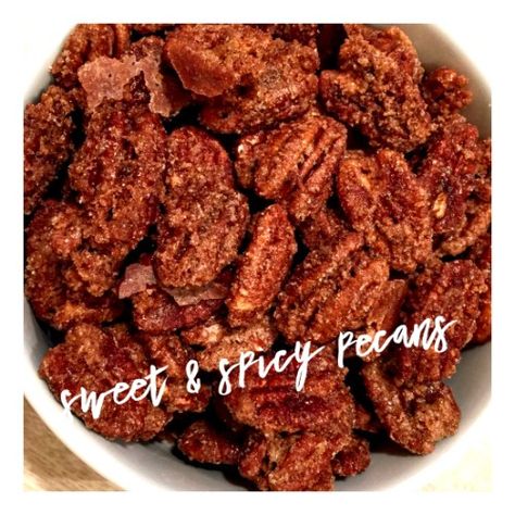 Sweet Spicy Pecans, Spicy Pecans, Cinnamon Sugar Pecans, Flavored Nuts, Spicy Nuts, Christmas Candies, Sugared Pecans, Mini Appetizers, Low Carb Appetizers