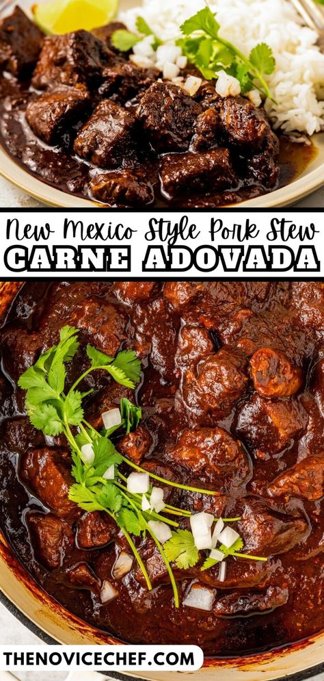 Recipes With Carne Asada Meat, Carne Adovada New Mexico Recipe, Carne Adovada New Mexico, Stew Pork Recipes, Pork Stew Meat Recipes, Mexican Pork Stew, Mexican Pork Recipes, Mexican Food Recipes Beef, Pork Stew Meat