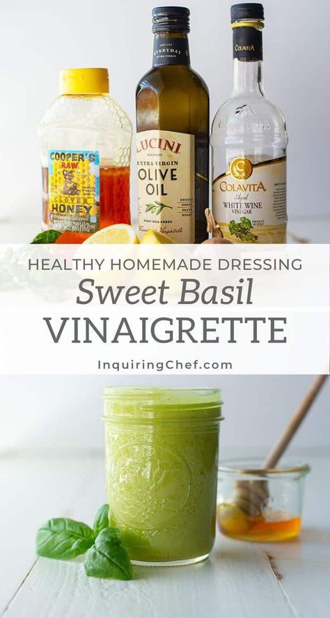 Pasta Salad Vinaigrette, Basil Vinaigrette Dressing, Creamy Basil Dressing, Salad Vinaigrette, Lemon Basil Vinaigrette, Green Dressing, Lemon Salad Dressings, Pesto Vinaigrette, Creamy Salad